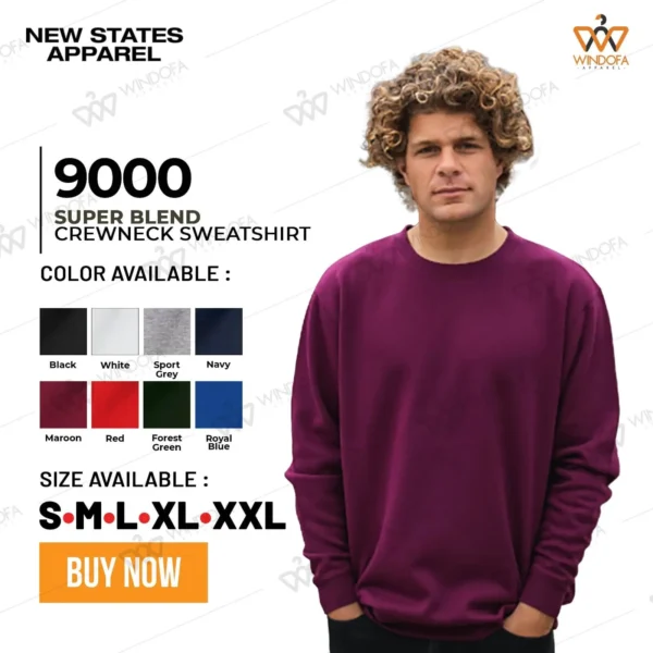 New States Apparel 9000 Super Blend Crewneck Sweatshirt Solid