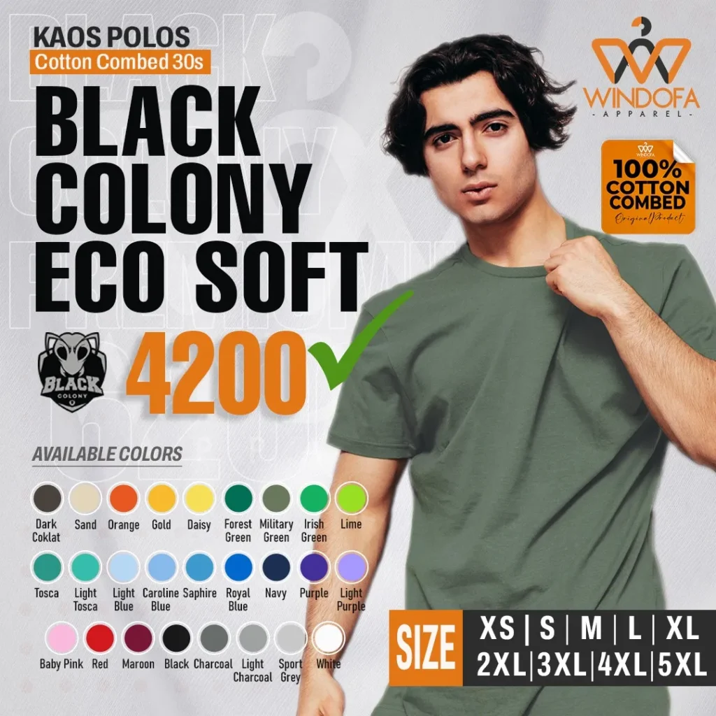 Black Colony Eco Soft 4200 Kaos Lengan Pendek Pria, kaos oblong