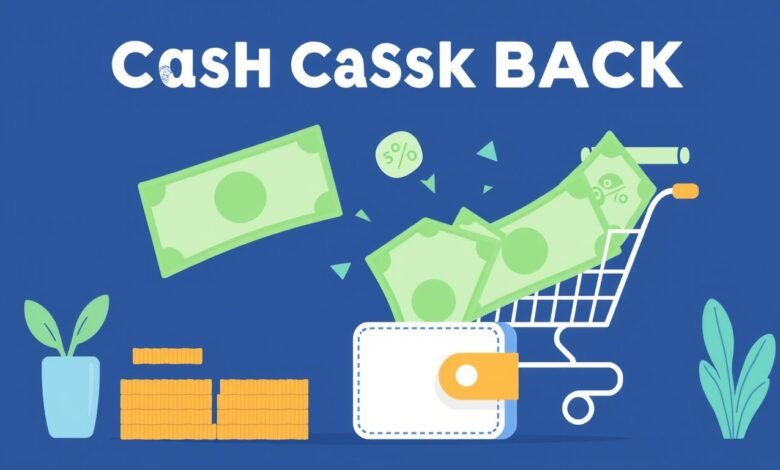 Ilustrasi promo cashback dengan uang kembali ke dompet digital