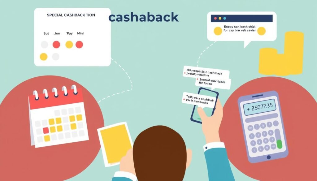 Ilustrasi strategi memaksimalkan cashback dengan kalender dan notifikasi promo