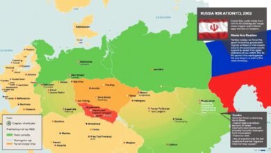 Peta historis hubungan Rusia-Iran sejak era Uni Soviet hingga kini, menunjukkan Kerjasama Rusia-Iran dalam konteks geopolitik