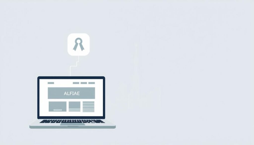 A modern, minimalist illustration depicting the concept of "afiliasi" (affiliate marketing). In the foreground, a laptop or mobile device displays an e-commerce website, symbolizing the digital nature of affiliate products. Floating above it, a stylized affiliate icon or logo, representing the partnership between the merchant and the affiliate marketer. In the middle ground, a network of interconnected nodes and lines, visualizing the process of product promotion and revenue sharing. In the background, a clean, geometric cityscape or abstract landscape, conveying the global, online reach of affiliate marketing. The overall mood is one of simplicity, efficiency, and technological advancement, suitable for the informative section of the article.